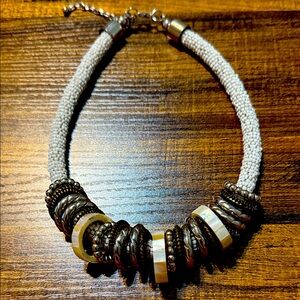 Elegant Beaded Necklace with Silver Accents